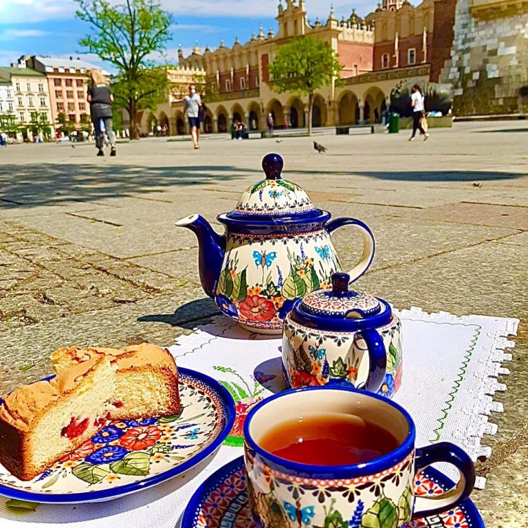 Kleurrijk weide ontbijtbord, Ceramika Bolesławiec