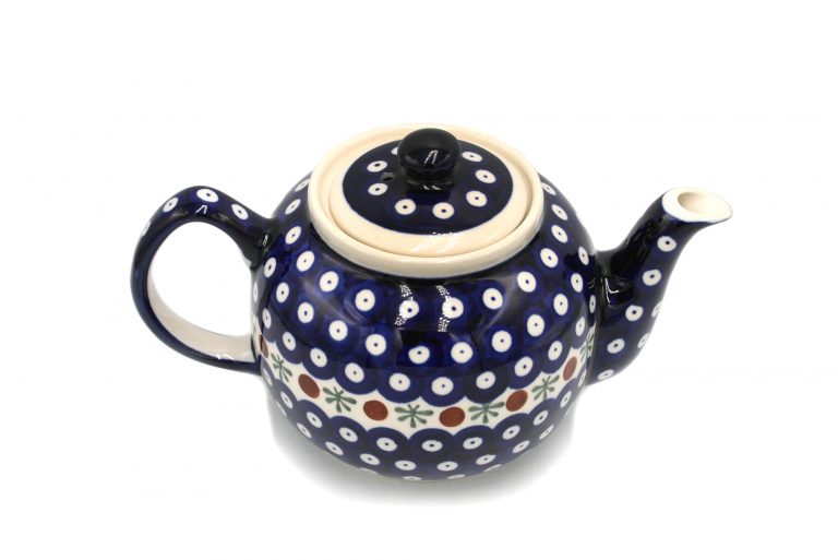 boleslawiec czajnik na herbate kropki i oliwka ceramika boleslawiec 2