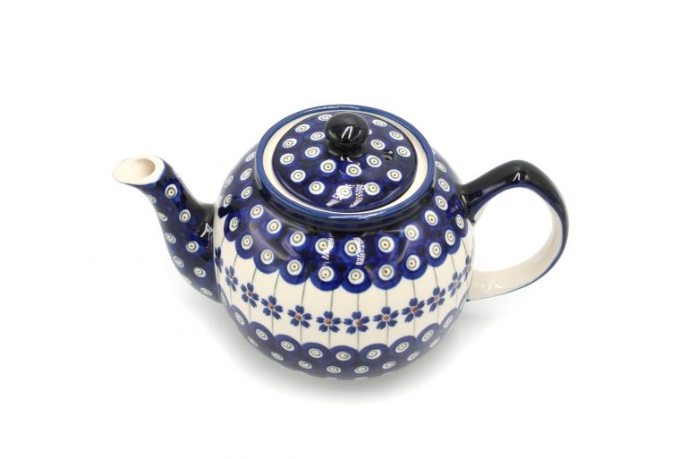 czajnik na herbate kropka i kwiatek ceramika boleslawiec 2