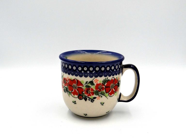 Kubek ceramiczny ręcznie malowany Czerwony kwiatuszek 0,25 l