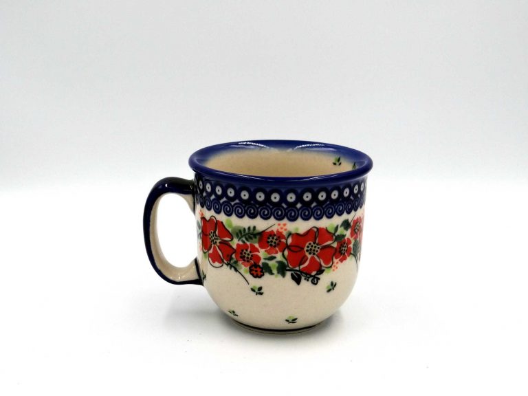 Kubek ceramiczny ręcznie malowany Czerwony kwiatuszek 0,25 l