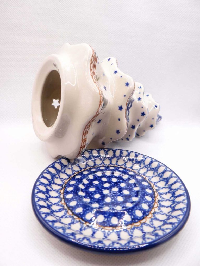 Choinka niebieska w choinki średnia, ceramika bolesławiec