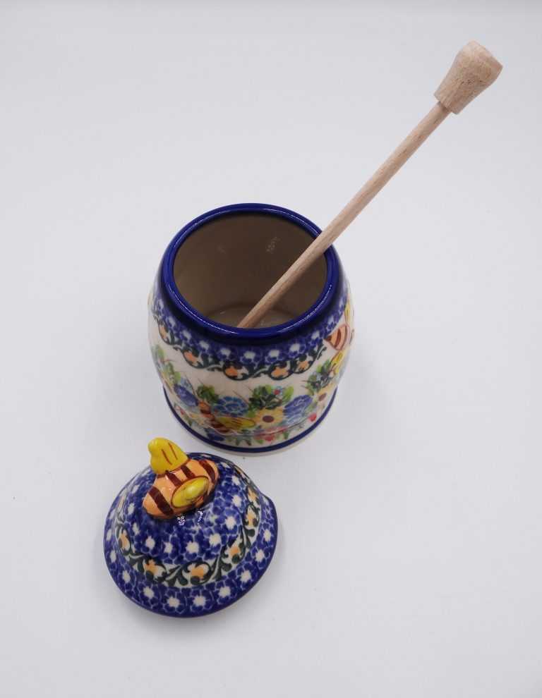 Pojemnik na miód Kolorowe kwiaty, ceramika bolesławiec