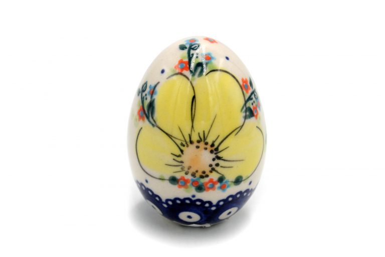 Boleslawiec Jajko srednie Zolte Kwiaty Ceramika Boleslawiec