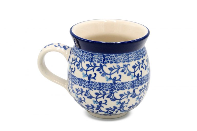 Barrel mug medium Sapphire Flowers pattern ceramics Boleslawiec