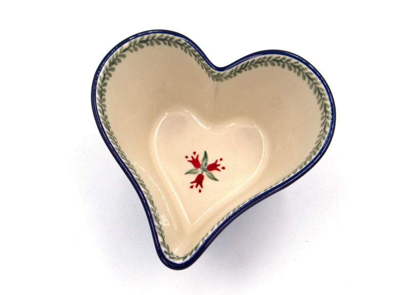 Miseczka w kształcie serca wzór Czerwone Tulipany, ceramika Bolesławiec