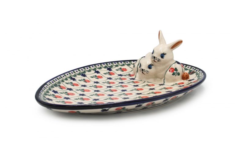 Wielkanoc Polmisek z zajacami Zurawinowa Kratka Ceramika Boleslawiec 2