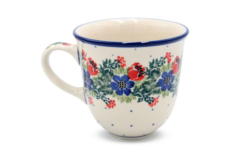 824 Filizanka – Kubek Roze i Niebieskie Kwiatuszki Ceramika Boleslawiec 2