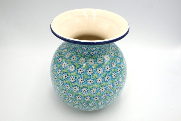 ceramika boleslawiec wazon boleslawiec niebieskie zielone kwiatuszki 2