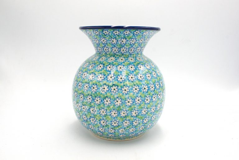 ceramika boleslawiec wazon boleslawiec niebieskie zielone kwiatuszki