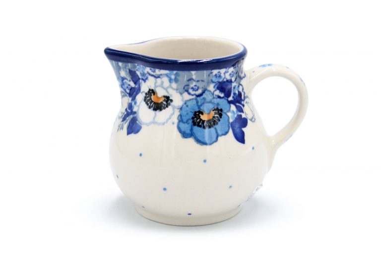 091 Mlecznik Biale i Niebieskie Kwiaty Ceramika Boleslawiec