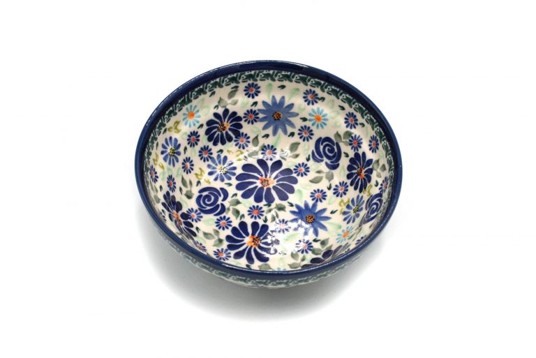 Small bowl with rim Blue Meadow, Ceramika Bolesławiec