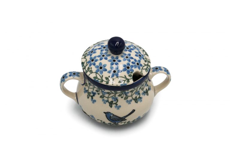 Sugar bowl, pattern with Bird, Boleslawiec Ceramics