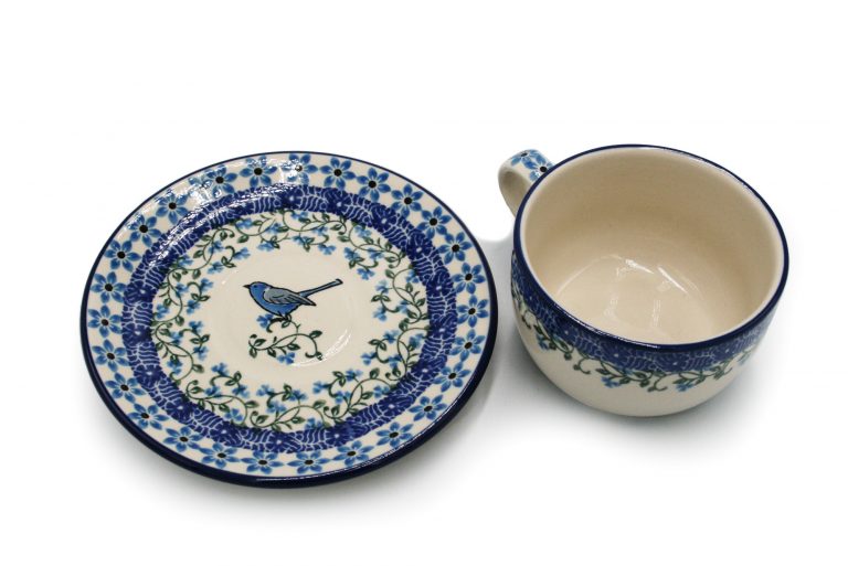 Cup with Bird, Boleslawiec Ceramics