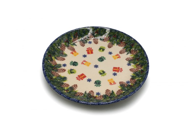 Talerz sniadaniowy wzor z prezentami Ceramika Boleslawiec