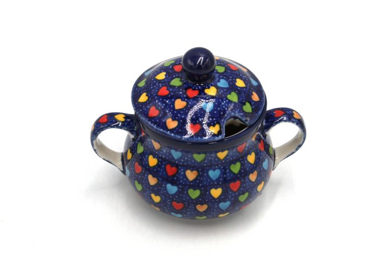 Colorful Hearts Sugar Bowl, Ceramika Boleslawiec