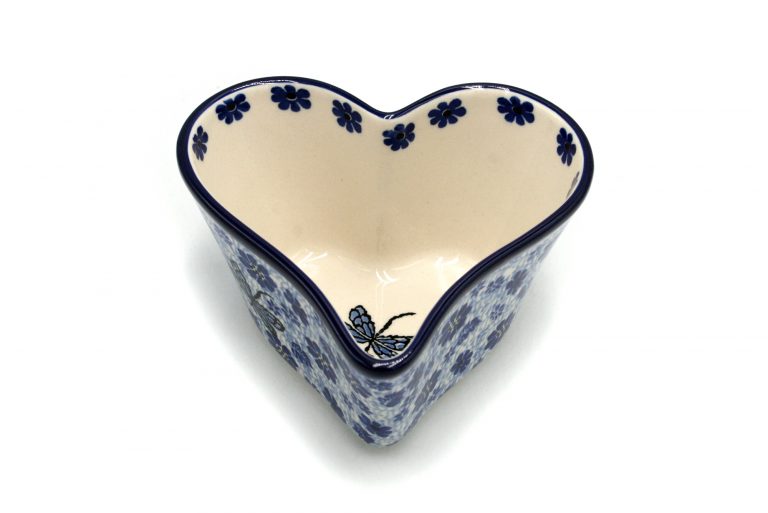 Heart-shaped bowl Sapphire Dragonfly, Ceramika Boleslawiec