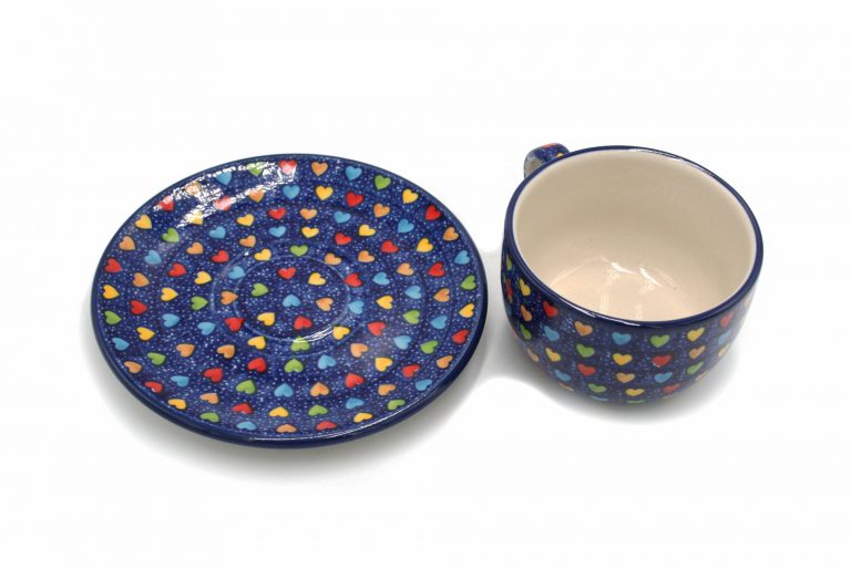 Colorful Hearts cup, Ceramika Boleslawiec