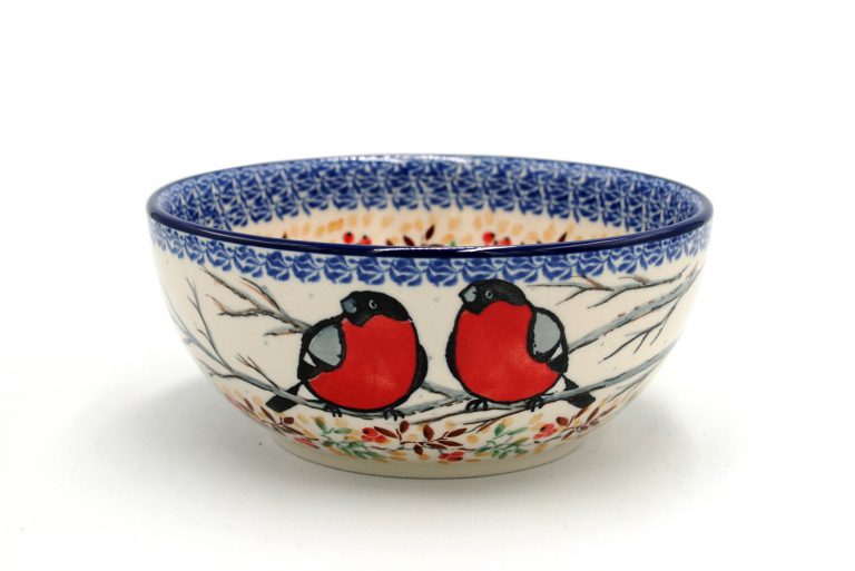Bowl in bullfinchs pattern Ceramics Boleslawiec