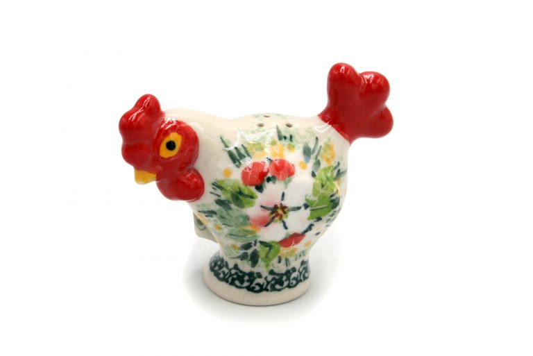 Spice set – rooster and hen, Magnolia pattern, Ceramika Boleslawiec