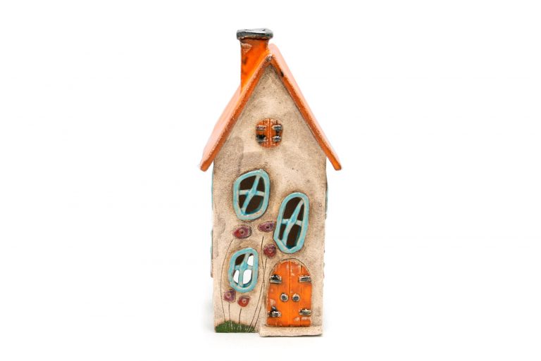 Duzy domek ceramiczny na swieczke – Pomaranczowy dach Arpeggio