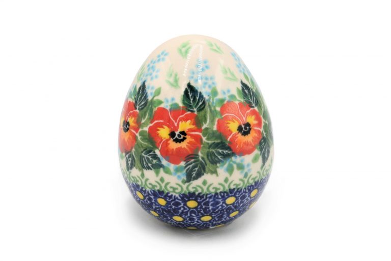 Wielkanoc Duze jajko Czerwone Bratki Ceramika Boleslawiec 1