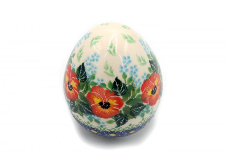 Wielkanoc Duze jajko Czerwone Bratki Ceramika Boleslawiec 2