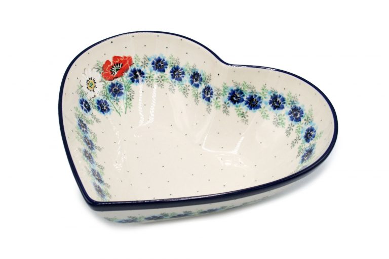 Large heart-shaped bowl Poppy and Daisy, Ceramika Boleslawiec