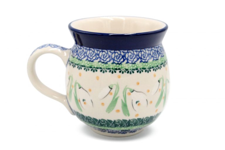 Medium barrel mug Snowdrops, Ceramika Boleslawiec
