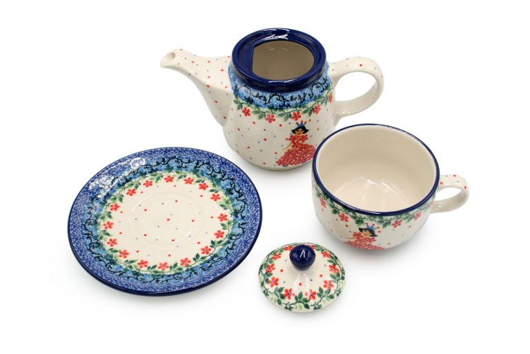 Teapot with cup Princess, Ceramika Boleslawiec