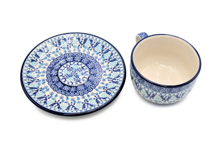 Beker, Marokkaans blauw ontwerp, Ceramika Bolesławiec