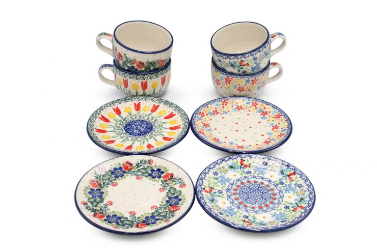 Flower Set – 4 Cups, Boleslawiec Ceramics