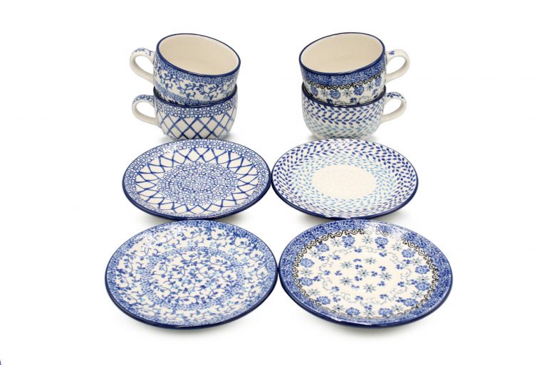 Blue Set – 4 Cups, Boleslawiec Ceramics
