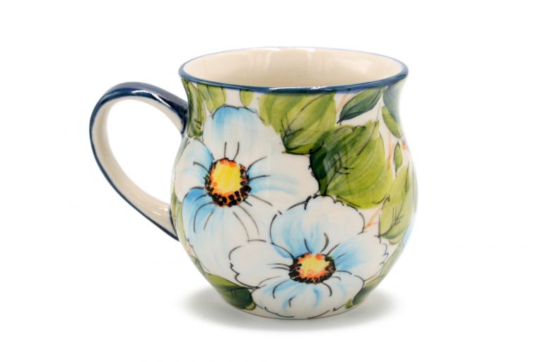 Blue Artistic Flowers Mug, Boleslawiec Ceramics