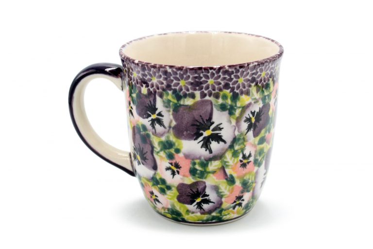 Large Mug Purple Flowers, Ceramika Boleslawiec
