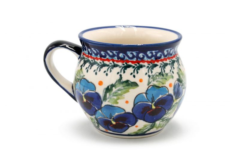 Bratki cracked mug large – 320 ml, Ceramika Boleslawiec