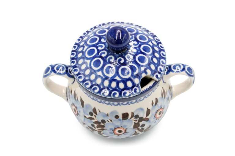 Sugar bowl, Museum pattern, Boleslawiec Ceramics