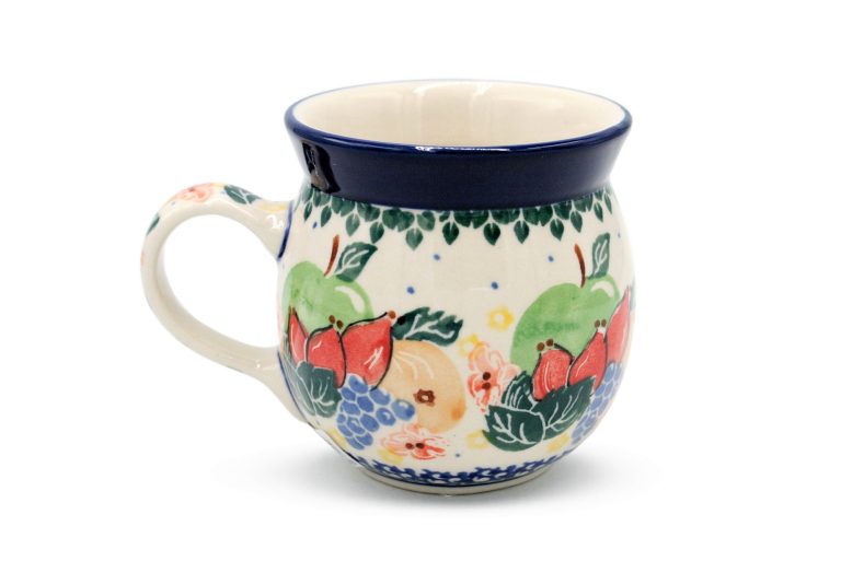 Small barrel mug, Fruit pattern, Ceramika Boleslawiec