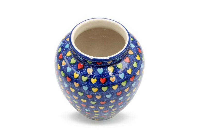 Colorful Hearts Vase, Boleslawiec Ceramics