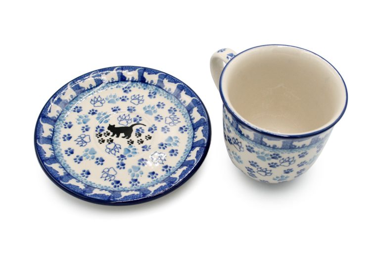 Cup – Mug with saucer Cats, Ceramika Boleslawiec