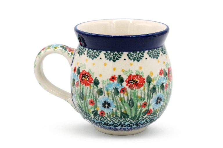 Barrel mug medium Cornflowers and Red Flowers, Ceramika Boleslawiec