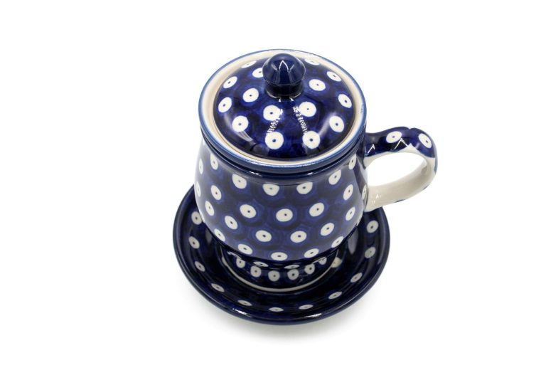 Kropki tea and herb brewing mug, Ceramika Boleslawiec