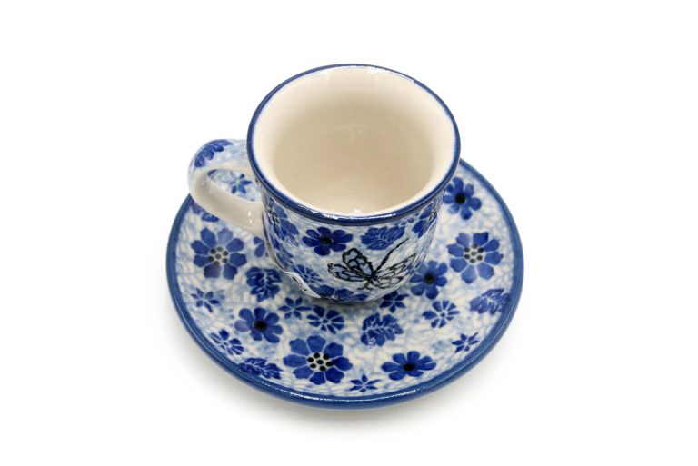Sapphire Dragonfly espresso cup, Ceramika Boleslawiec