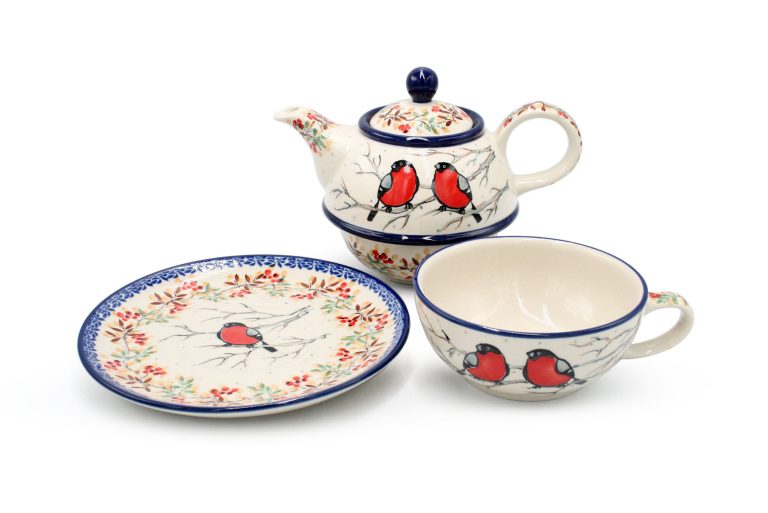 Set of round teapot with cup Gile, Ceramika Boleslawiec