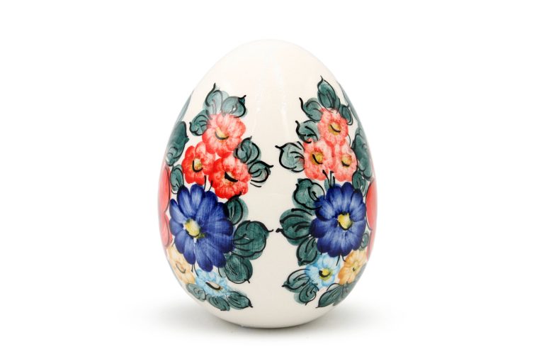 Large Egg, Colorful Pattern, Faience Wloclawek