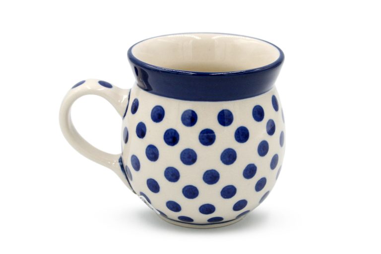Small barrel mug Navy blue dots, Boleslawiec Ceramics