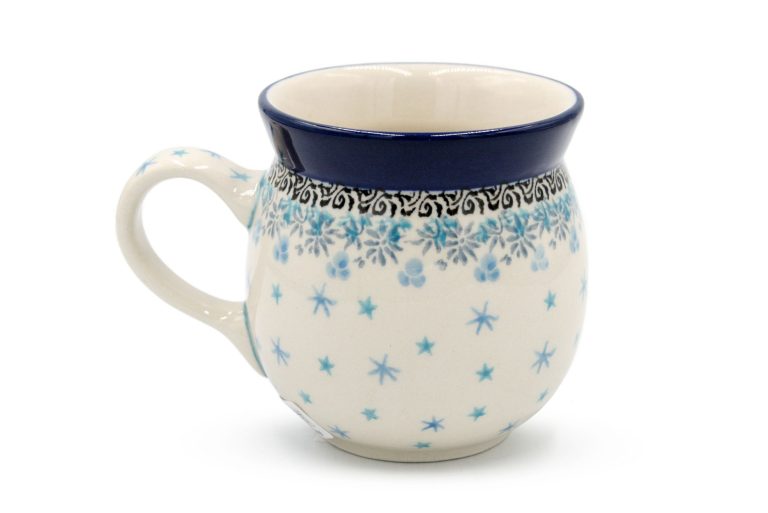 Small barrel mug Blue Christmas Houses, Ceramika Boleslawiec