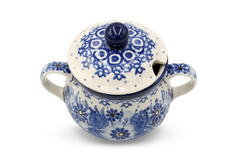 Blue Watercolor Sugar Bowl, Boleslawiec Ceramics
