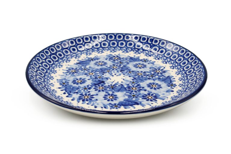 Blue Watercolor breakfast plate, Boleslawiec Ceramics