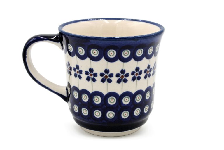 Large tulip mug Dot and Flower – 380 ml Boleslawiec Ceramics